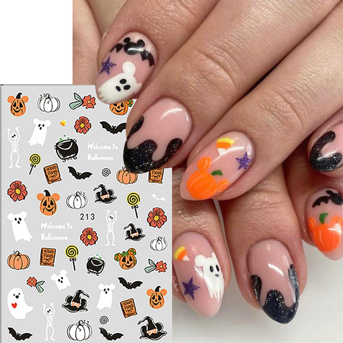 Amazon.com: 8 Sheets Halloween Nail Art Stickers - Cute Ghost